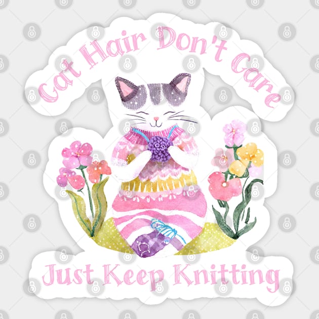 Original Cat Knitting Sticker by Maison de Kitsch